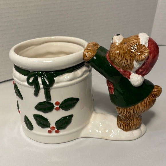Holiday Bear and Mistletoe Christmas Coffee Mug. Very Unique. - Picture 1 of 12